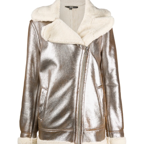 Gianfranco Ferré Vintage 1990s metallic sheen shearling-lined jacket